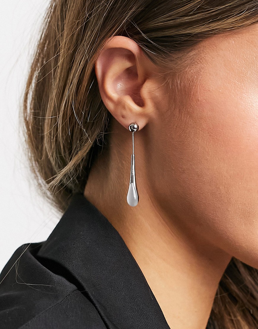 Calvin Klein white stone drop earrings in silver