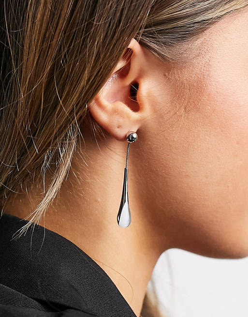 Calvin Klein white stone drop earrings in silver | ASOS