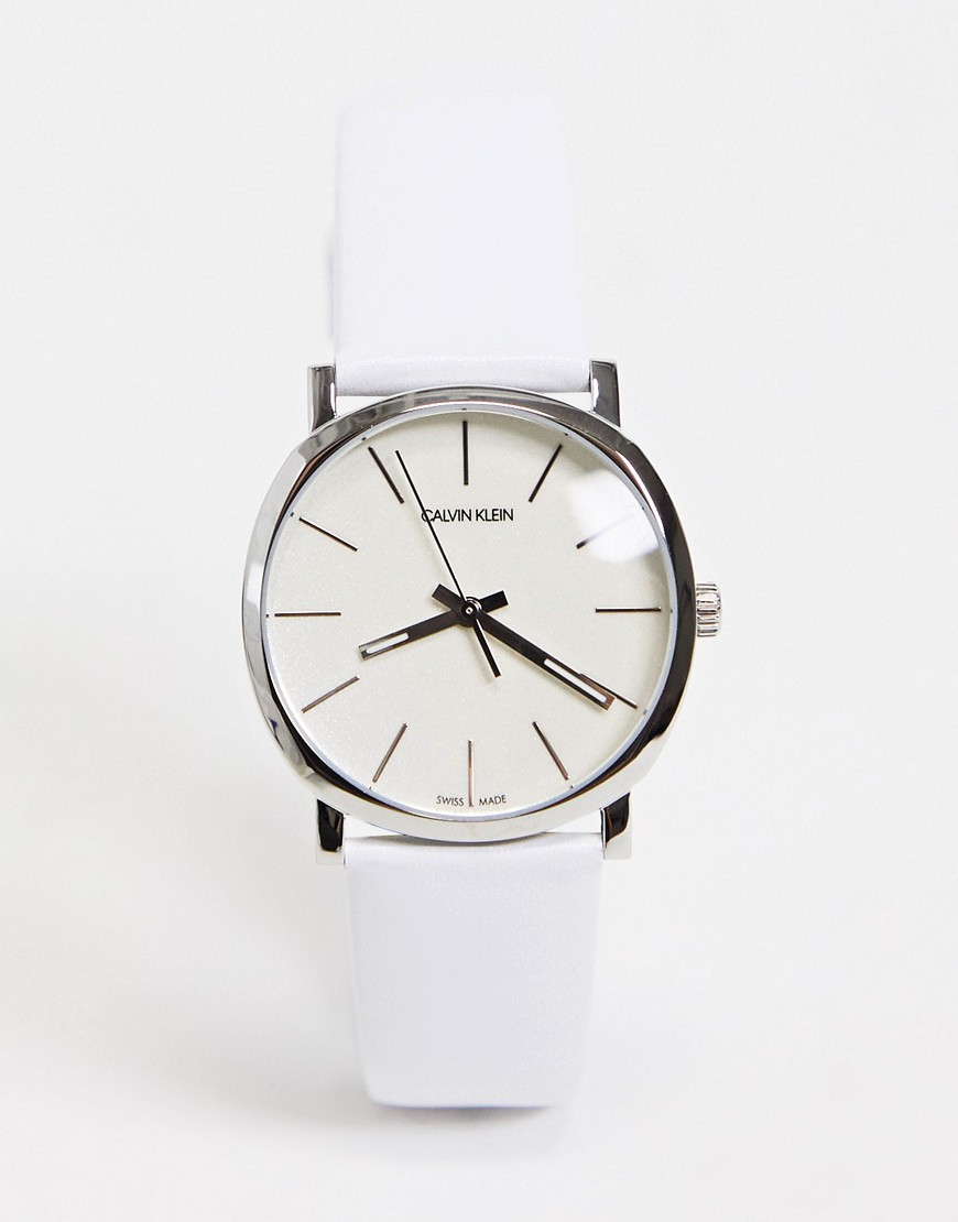 Calvin Klein white strap watch with white dial