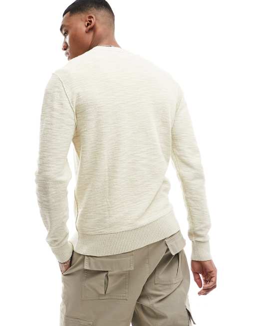 Mens cream crew neck clearance sweater