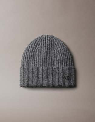 Calvin Klein Wool Beanie In Gray