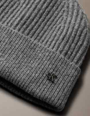 Calvin Klein Wool Beanie In Gray