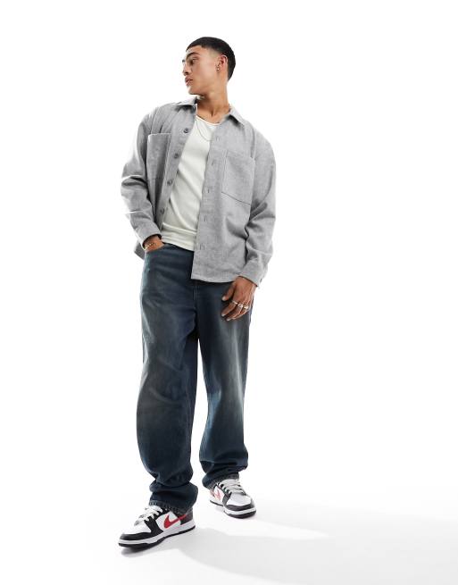 Calvin Klein wool blend overshirt in light grey