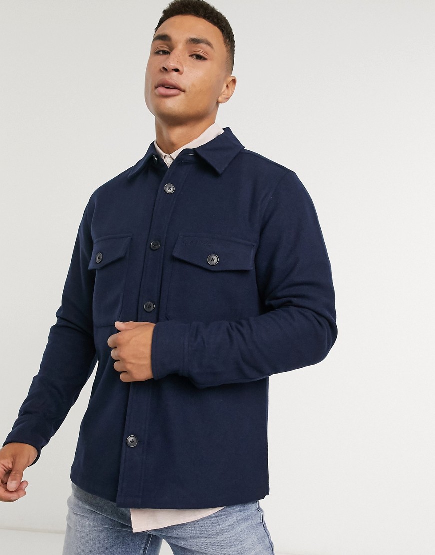 Calvin Klein wool overshirt with chest pockets in navy
