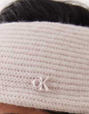 Calvin Klein Wool Twist Headband In White