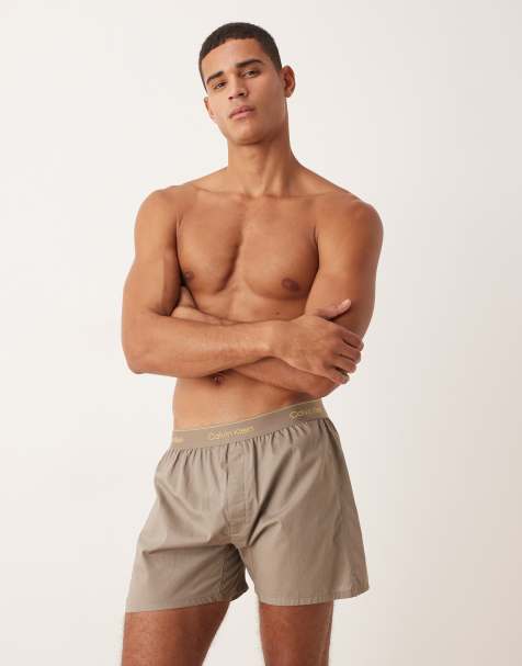 Calvin Klein woven boxer pyjama shorts in dark grey - view 1