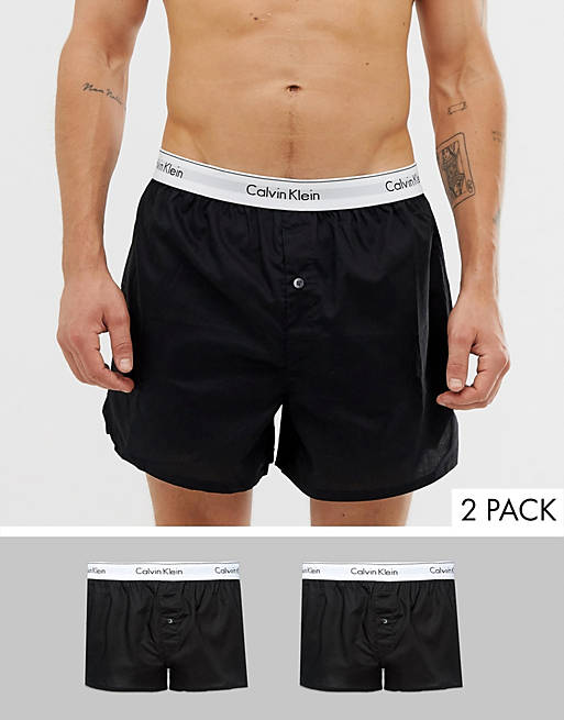 Calvin Klein woven boxers 2 pack in slim fit | ASOS