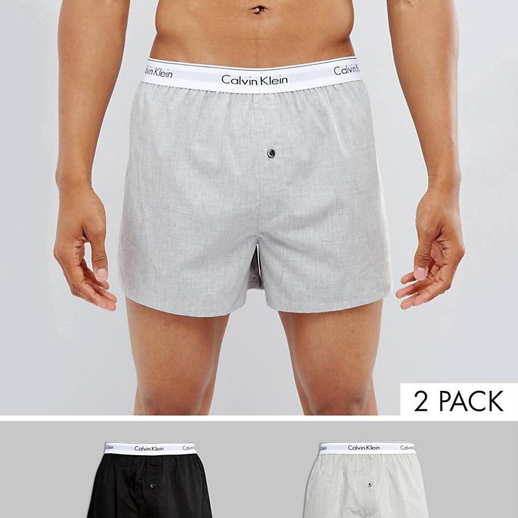Calvin Klein woven boxers 2 pack in slim fit | ASOS