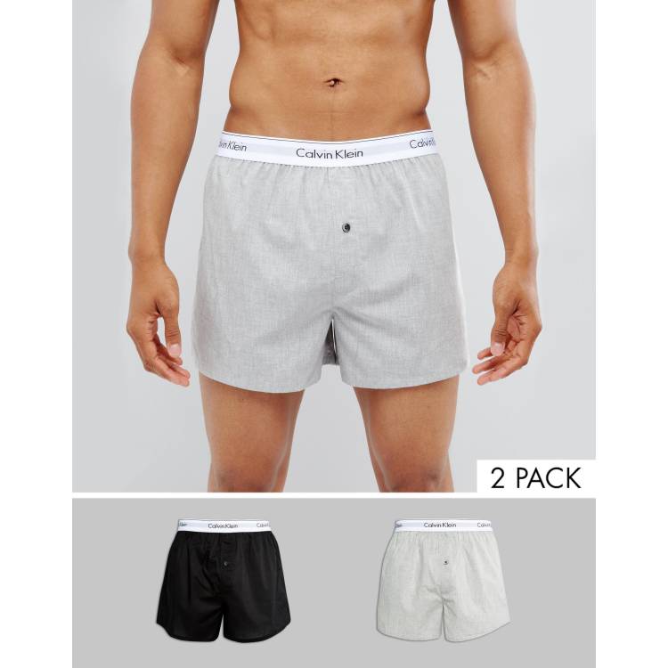 Calvin Klein woven boxers 2 pack in slim fit | ASOS