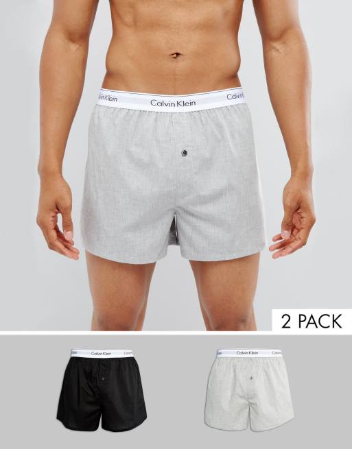  Calvin Klein woven boxers 2 pack in slim fit