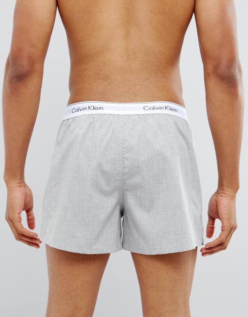 Calvin Klein Slim Fit Woven Boxer in Blue for Men