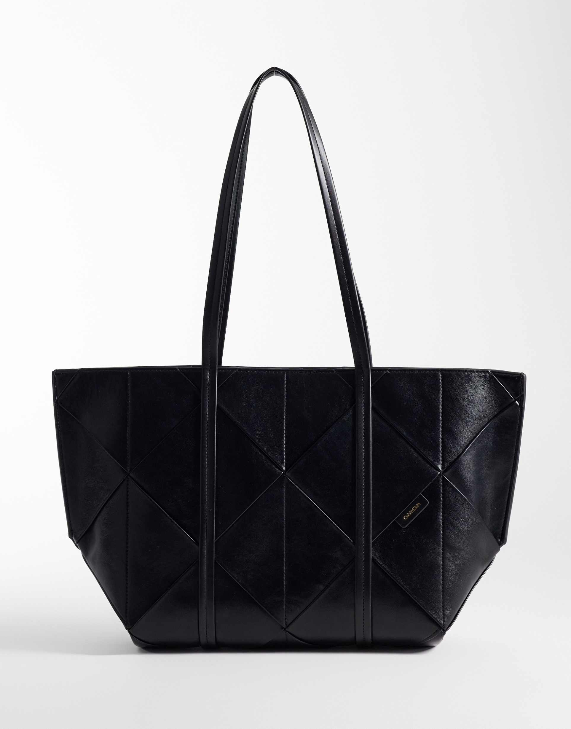 calvin klein woven carryall bag in black