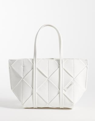 Calvin Klein Woven Mini Tote Bag In White