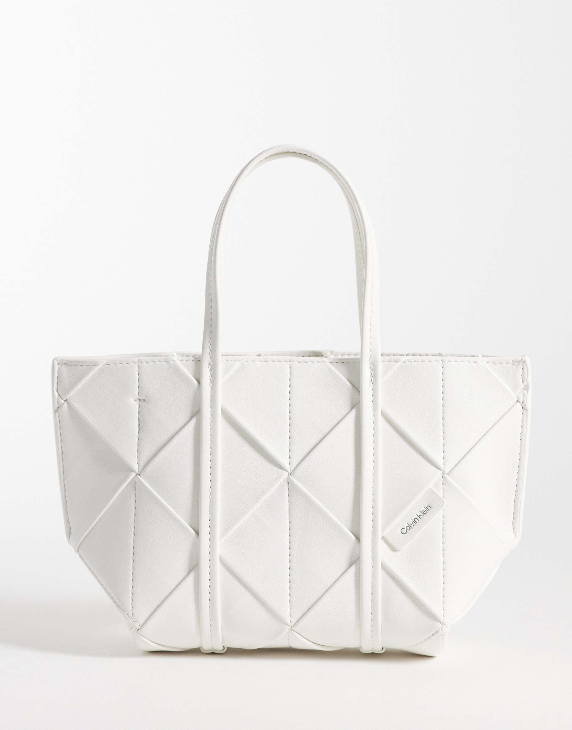 calvin klein woven mini tote in white