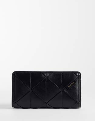 Calvin Klein Woven Passport Holder In Black