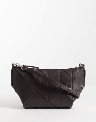 Calvin Klein Woven Shoulder Bag In Brown