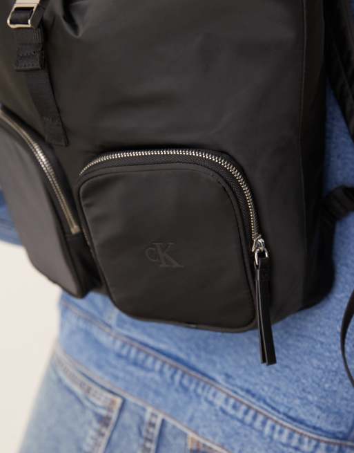 Calvin Klein - Zaino nero in nylon con tasche, 4 di 4