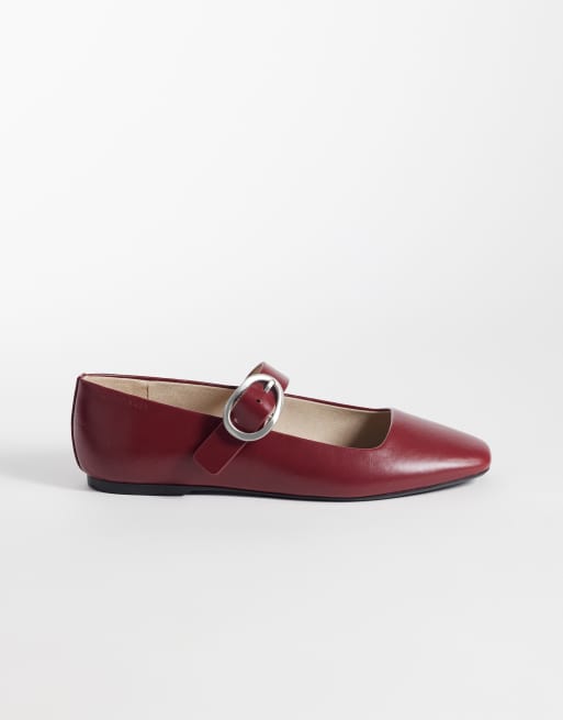 Calvin Klein - zapatos de salón tipo bailarina cuadrados en burdeos