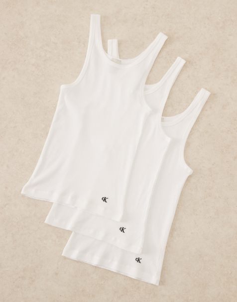 Calvin Klein 3 pack scoop neck vest top in white