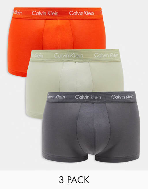 Calvin Klein – Zestaw 3 par bokserek z obniżonym stanem z bawełny ze stretchem w różnych kolorach