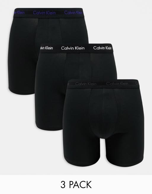 Calvin Klein – Zestaw 3 par czarnych bokserek z kontrastową gumką z logo 