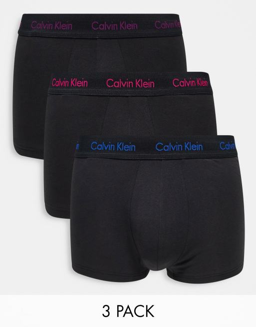 Calvin Klein – Zestaw 3 par czarnych bokserek z niskim stanem i kontrastowym logo z bawełny ze stretchem