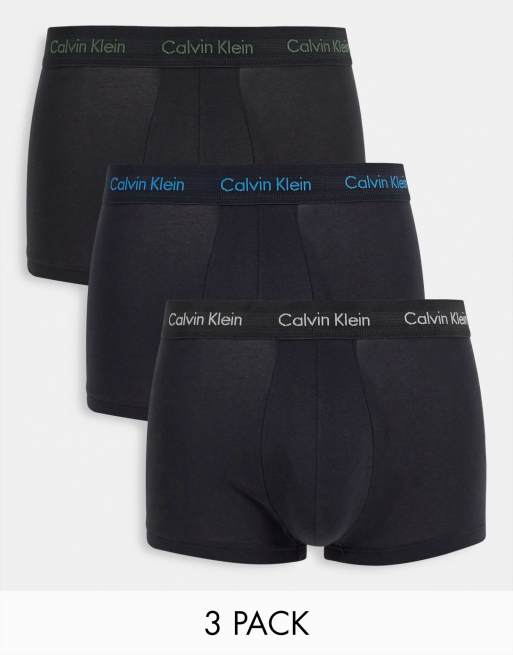 Calvin Klein – Zestaw 3 par czarnych obcisłych bokserek z niskim stanem z elastycznej bawełny