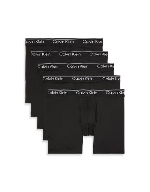 Calvin Klein – Zestaw 5 par czarnych bokserek ze stretchem z kolorowym logo na taśmie w talii