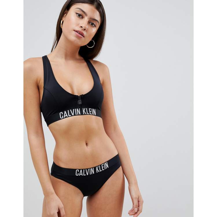 Calvin klein zip bralette logo bikini on sale top