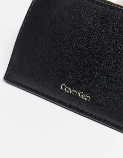 Calvin Klein zip card holder wallet in black, 3 of 4