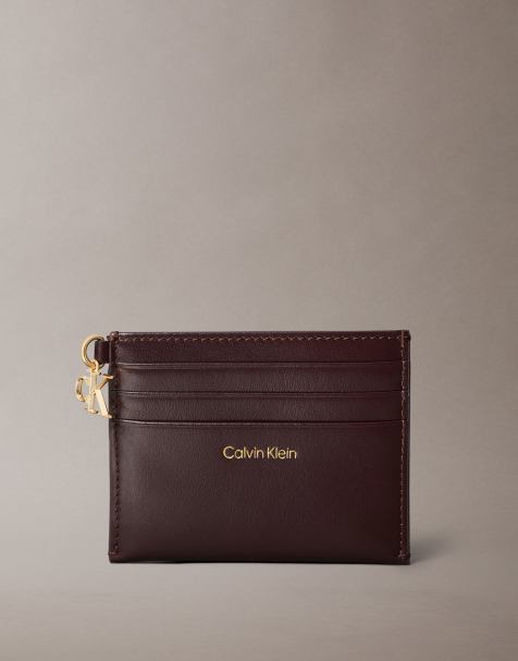 Calvin Klein zip cardholder in burgundy - view 1