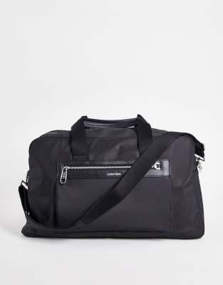 Calvin Klein zip pocket weekender holdall in black