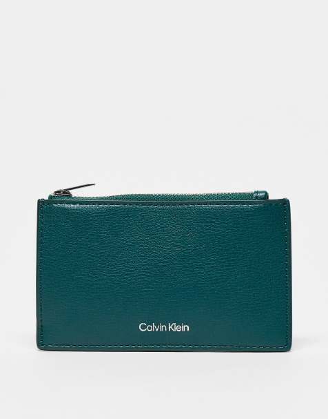 Calvin Klein zip wallet in teal - view 1