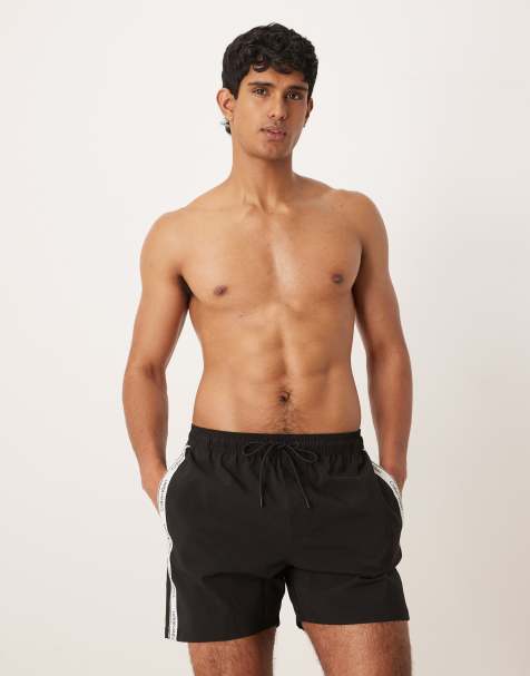 Calvin Klein - Zwemshort met trekkoord en biezen in zwart - view 1