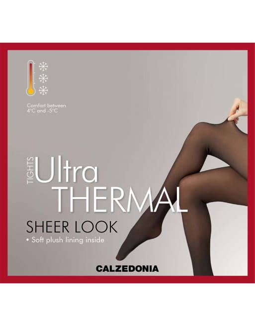 Calzedonia 120 denier sheer-effect thermal tights in beige black, 3 of 4