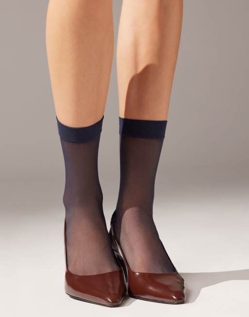 Calzedonia 20 denier sheer socks in blue, 2 of 3