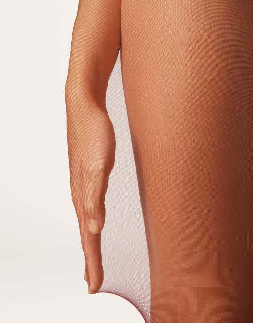 Calzedonia 20 denier sheer tights in burgundy, 3 of 5