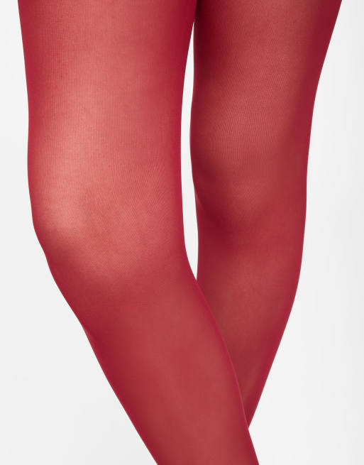 Calzedonia 30 den total comfort soft touch tights in dark red, 4 of 4