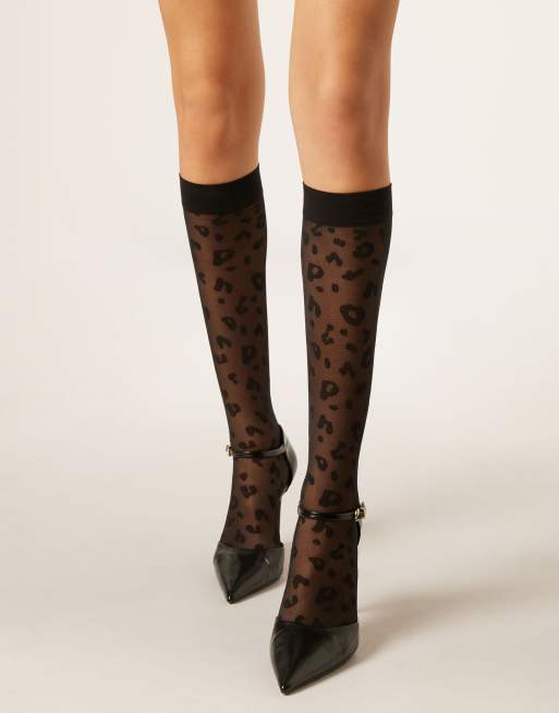 Calzedonia 30 denier in black animal print, 2 of 4