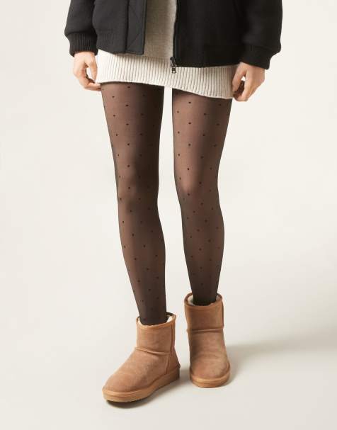 Calzedonia 30 denier sheer-effect thermal tights in beige black - view 1