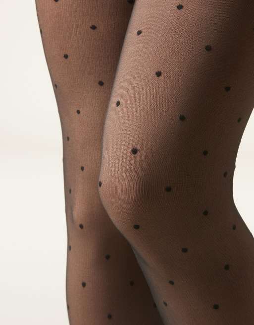 Calzedonia 30 denier sheer-effect thermal tights in beige black, 4 of 5