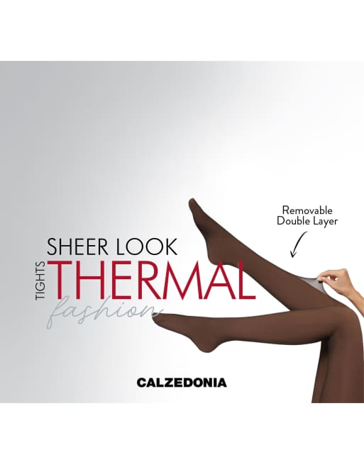 Calzedonia 30 denier sheer-effect thermal tights in beige black, 5 of 5