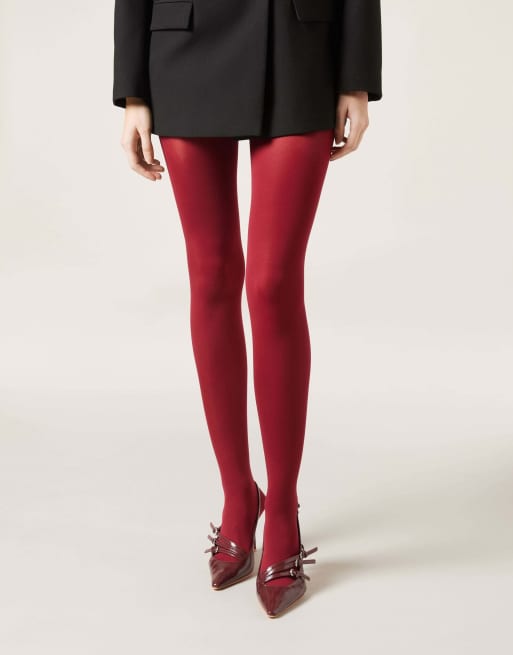 Calzedonia 50 den total comfort soft touch tights in dark red, 2 of 4