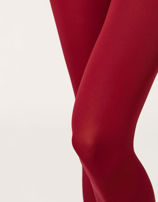 Calzedonia 50 den total comfort soft touch tights in dark red, 4 of 4