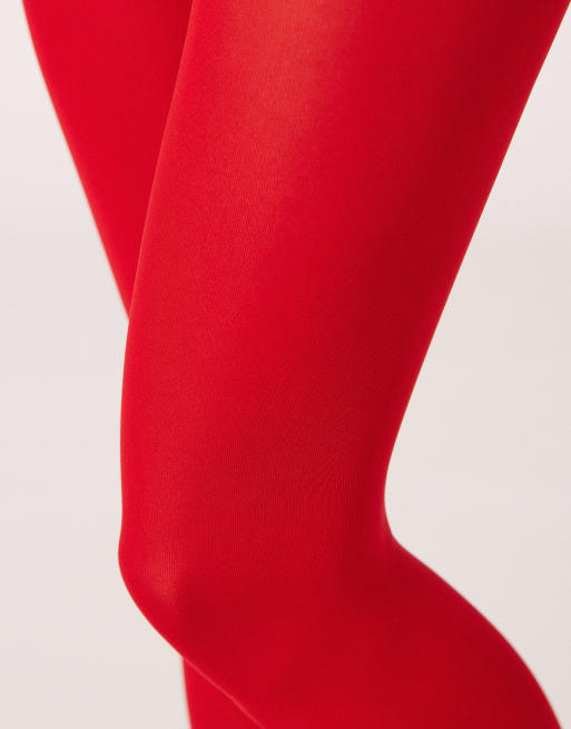 Calzedonia 50 den total comfort soft touch tights in glossy red, 2 of 3
