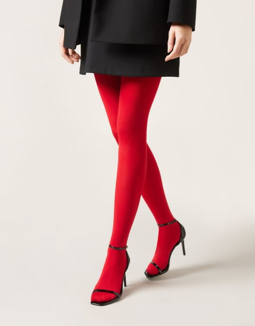 Calzedonia 50 den total comfort soft touch tights in glossy red, 3 of 3