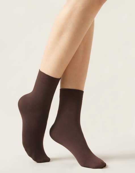 Calzedonia 50 denier soft touch socks in dark brown - view 1
