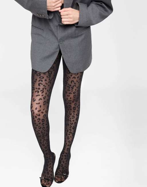 Calzedonia Animal pattern 30 denier sheer tights in black animal print, 2 of 4