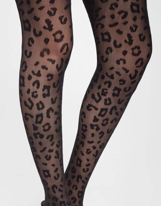 Calzedonia Animal pattern 30 denier sheer tights in black animal print, 4 of 4