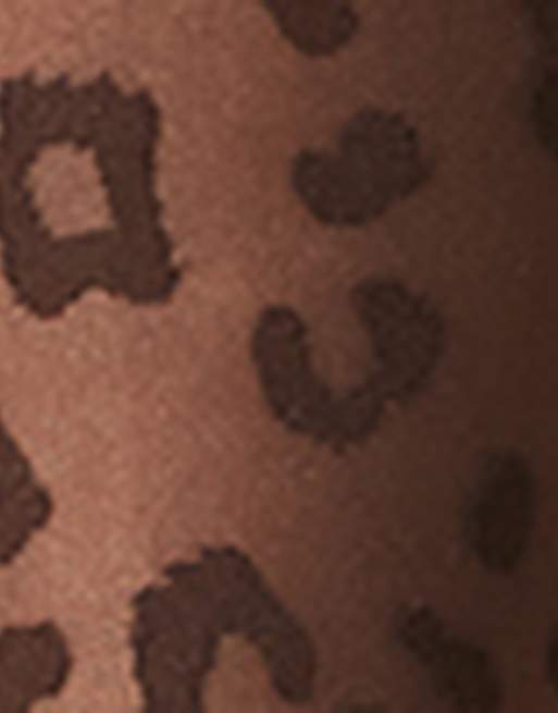 Calzedonia Animal pattern 30 denier sheer tights in brown animal print coffee, 3 of 4